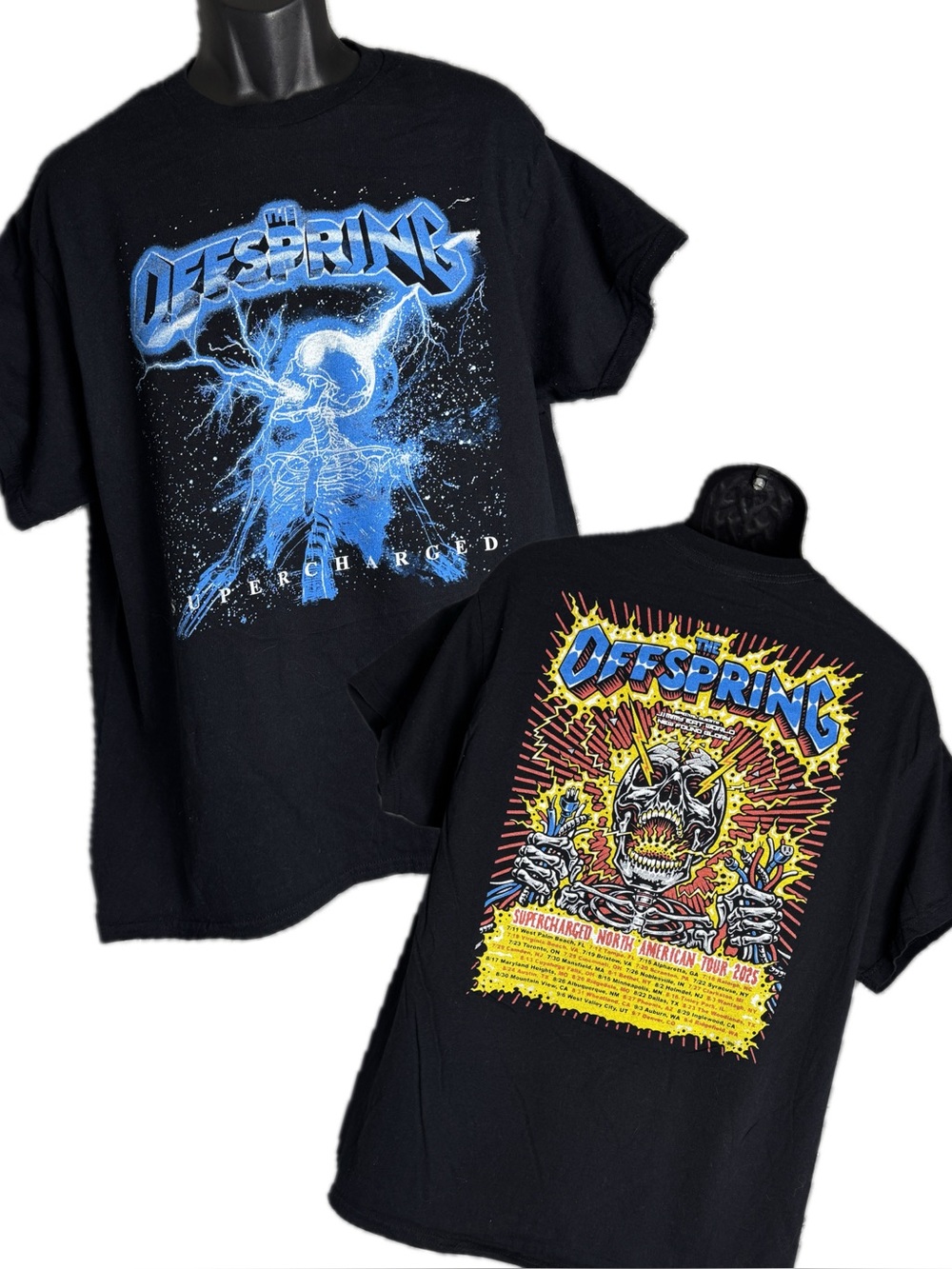 The Offspring 2025 Tour Shirt Black Supercharged Concert Band Merch 2-Sided Sz L